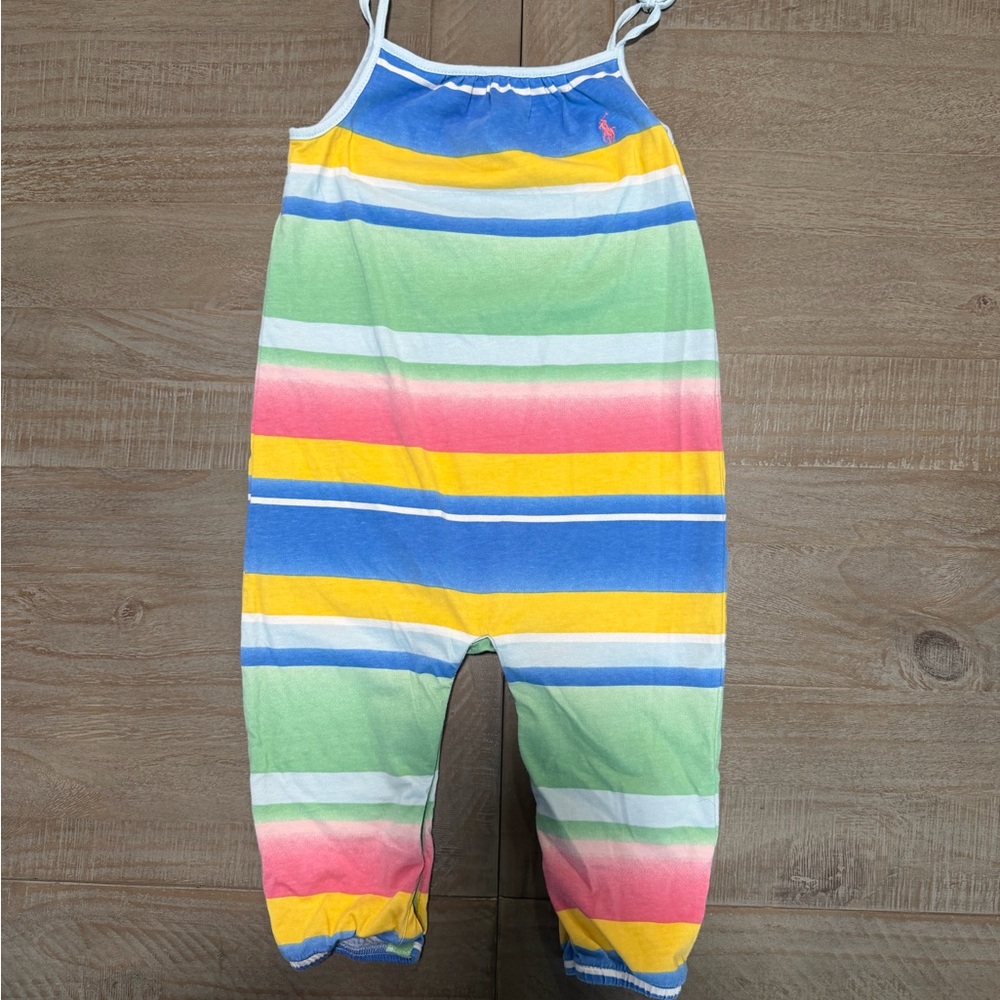 Ralph Lauren Pastel Striped Cotton Romper in Blue, Yellow, Pink and White